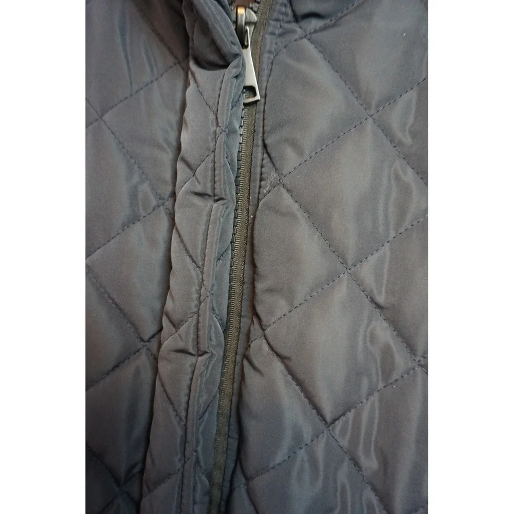 Fandylokar Women Black Quilted Longline Hooded Vest Puffer Jacket Size M